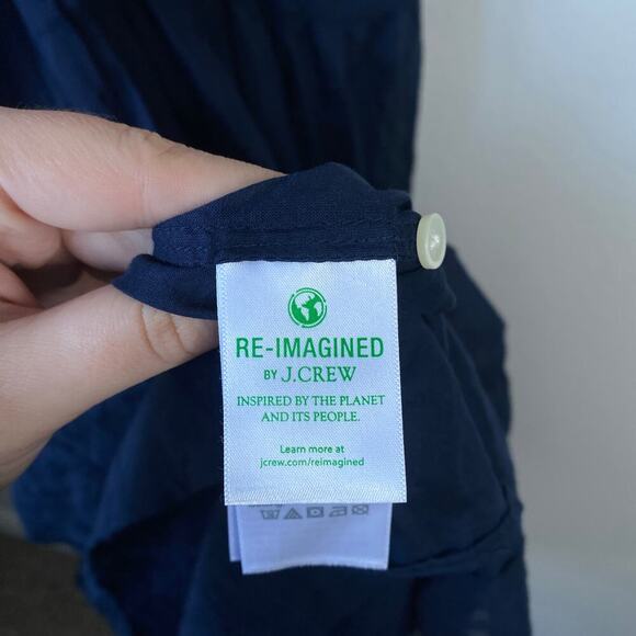 J. CREW Tiered Button-Front Cover-Up Dress in Navy Blue 2022 Size Medium Cotton - Picture 6 of 8